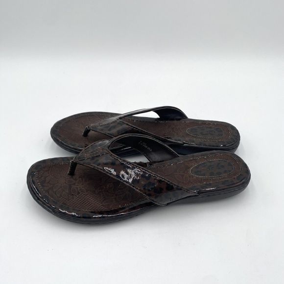 b.o.c. Born Concept Women's Cheetah Leopard Patent Leather Flip Flop Sandals 9 - Picture 5 of 9